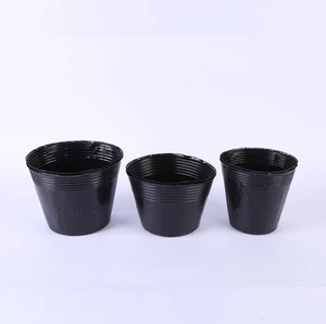 Black round plastic home garden stackable plant nursery flower pot