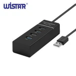 Black USB A male to 4 port usb A 3.0 female hub