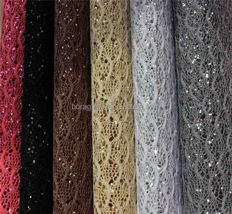 Bora PU wholesale glitter leather fabric for making bag shoe clothing wall materials