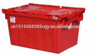 Bottom Price Plastic Moving Tote box with Attached Lid