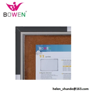Bowen lockable cork notice bulletin board with glass window 48x36inch for office and school