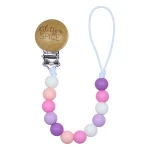 BPA free silicone beads custom metal dummy clips baby teether pacifier metal clip chains, clip for pacifier baby