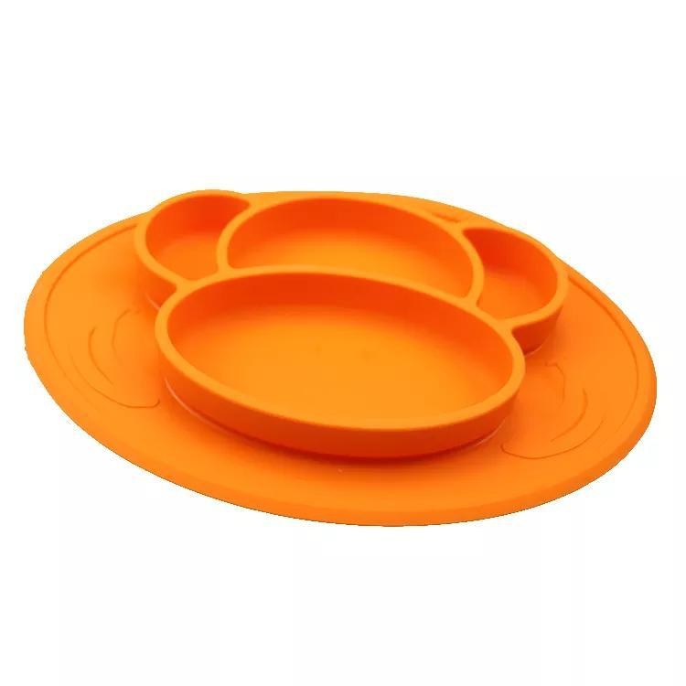 BPA Free Silicone Microwave Safe Non-Slip Dining Plate with Suction