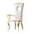 Import Bride and groom stainless steel gold metal white leather dining chair for wedding from China