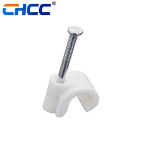 cable clips with steel nail   Plastic round Electric wire hook
