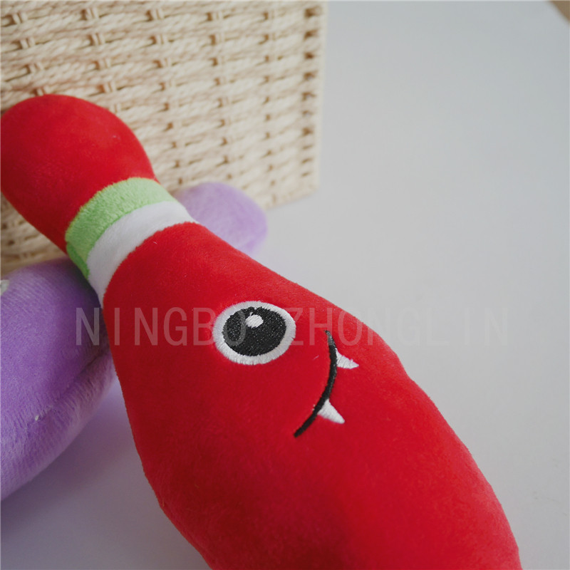 Buy Cartoon Bowling Ball Small Pet Dog Toys Squeaky Short Plush Funny