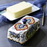Ceramic butter dish with cover Glazed ceramic dessert dish ceramic plate