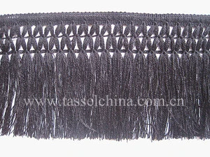 Cheap Machine Made Black Polyester Cotton Fringe For Clothes