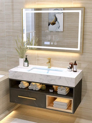 Cheap modern mdf /plywood/particle  cheap_bathroom vanity with  marble /quartz  countertop