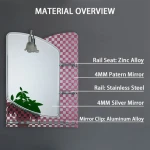 Cheap Price Modern Ordinary Frameless Vanity Wall Mounted Double Layers Pink Bathroom Mirror With Shelves