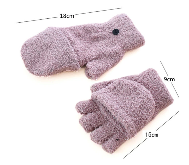Cheap winter wool felt knitted half finger gloves factory wholesale sales
