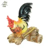 China supplier figurines craft rooster standing straw resin home decor
