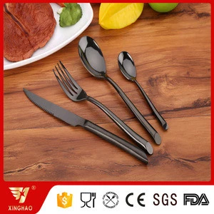 Chinese supplier golden platting black platting cutlery set western knife spoon fork