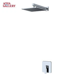 Chrome Finished Concealed Wall Mounted Solid Brass Square Bath Shower Faucet