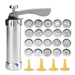 Classic Cookie Press Featuring 20 Decorative Stencil Discs and 4 Icing Tips - Deluxe Spritz Cookie Press Gun