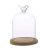 Import clear glass cloche bell jar dome with heart shape handle wooden base for DIY flower rose craft girlfriend valentines day gift from China