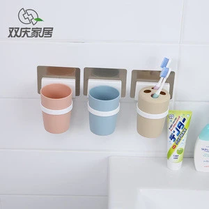 colorful bathroom accessories plastic toothbrush holder toothbrush cup with magic sticker