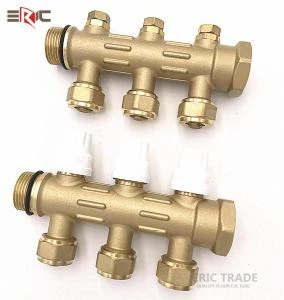 copper underfloor distribution Pipe manifold HVAC collector water heating system with brass balancing valve factory price yuhuan