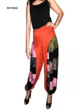 Cotton Trouser boho harem style, baggy pants balloon casual shirred waist pants Harem shirred