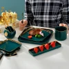 Creative Malachite Green Ceramic Tableware Western Restaurant Dinner Plates Sushi Plate Household Dinner  Steak Plate