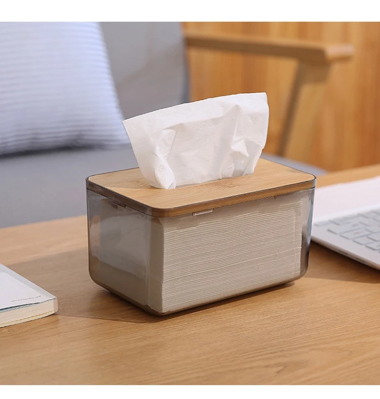 Creative multifunctional bamboo and wood tissue box car living room desktop napkin box