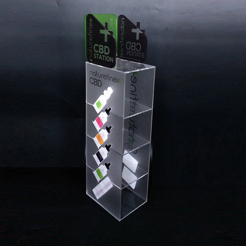 Custom 4 tier pmma plexiglass acrylic E-cigarette vape liquid bottle display stand acrylic electronic cigarette display case