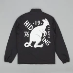 Custom Coach Jacket High Quality Black Men Nylon Coach Jacket with Hood and Custom Inside Lining, Embroidery, Logos, Printing