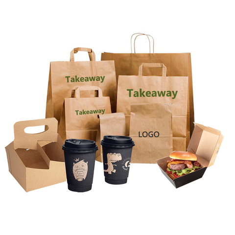 Buy Custom Design Your Own Logo Flat Handle Restaurant Delivery Take ...