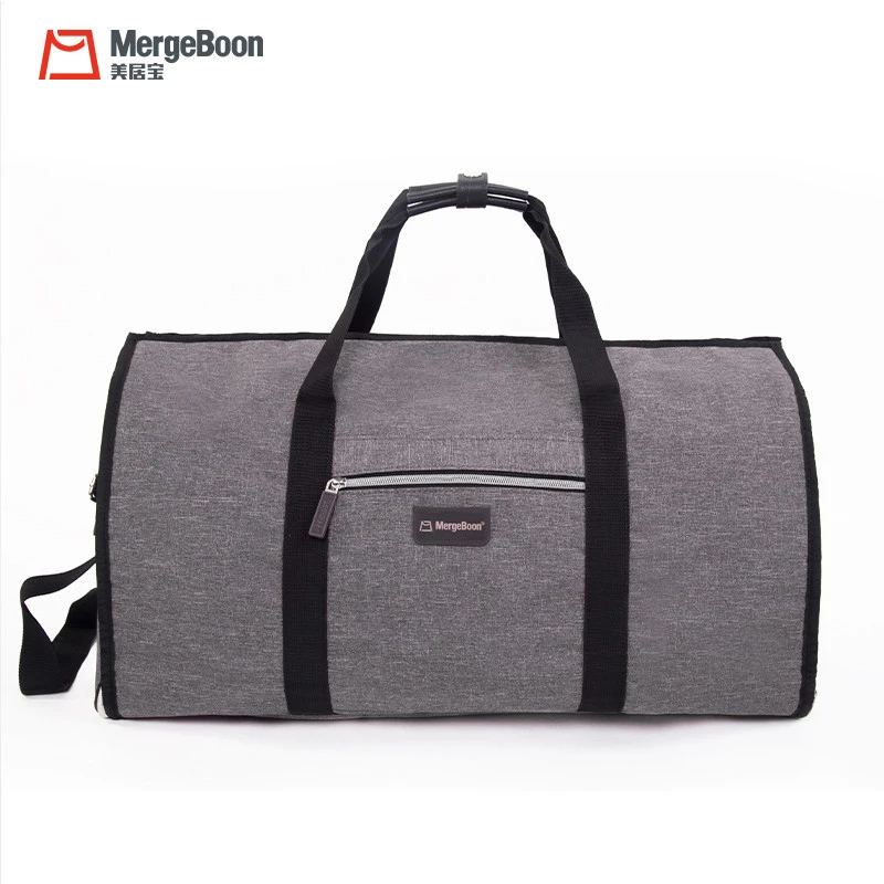 Custom free sample two in one weekend garment bag wholesale garment duffel bag for suits travel Gray