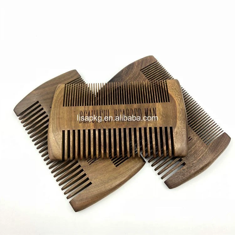 Custom Handmade Mens Double Sided Sandalwood Wooden Beard Hair Comb