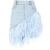 Import Custom high waist light blue ostrich feather trimmed denim skirt from China