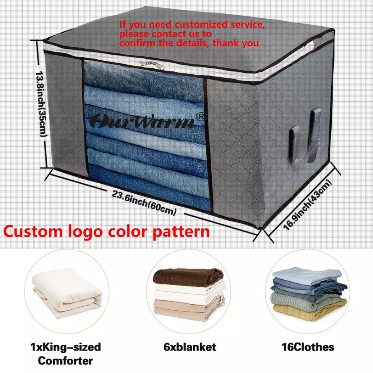 Custom Logo Storage Bag Foldable Shoe Laundry Underbed Reusable Clothes Organizer Storage Bags