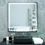 Custom Made Square Anti-fog Touch Screen aluminum Framed bath led mirror bathroom