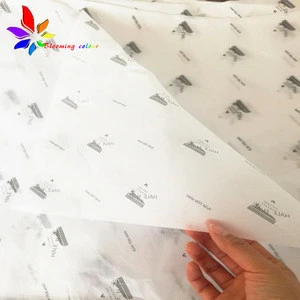 custom printing own logo 17gsm wrapping tissue paper for clothes gift packaging