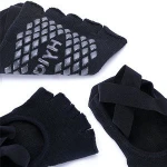 Custom rubber sole anti-slip women yoga open toe pilates sock