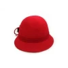 Custom Women Formal Dress Hats Winter Red Wool Cloche Hat with Flower