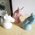 customized Animal Piggy Bank Creative ceramic Colored glaze Cartoon unicorn piggy bank girls