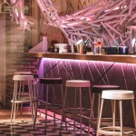 Customized Size Acrylic Solid Surface commercial fashionable bar counter led bar table