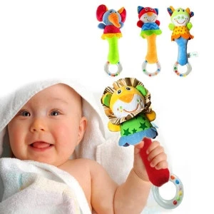 Cute Baby Musical Toys  Mobile Hanger Short Plush Animal Stuffed Toys Bell Multifunction  Rattles Crib Mobile Baby Bed Bell Toys