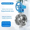 D343W-16P high temperature steam resistant manual stainless steel worm gear hard seal flange butterfly valve