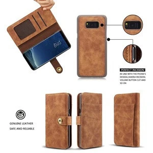 Detachable Flip Leather Wallets Case Card Holder With Magnetic Hard Cover For Samsung Galaxy S8