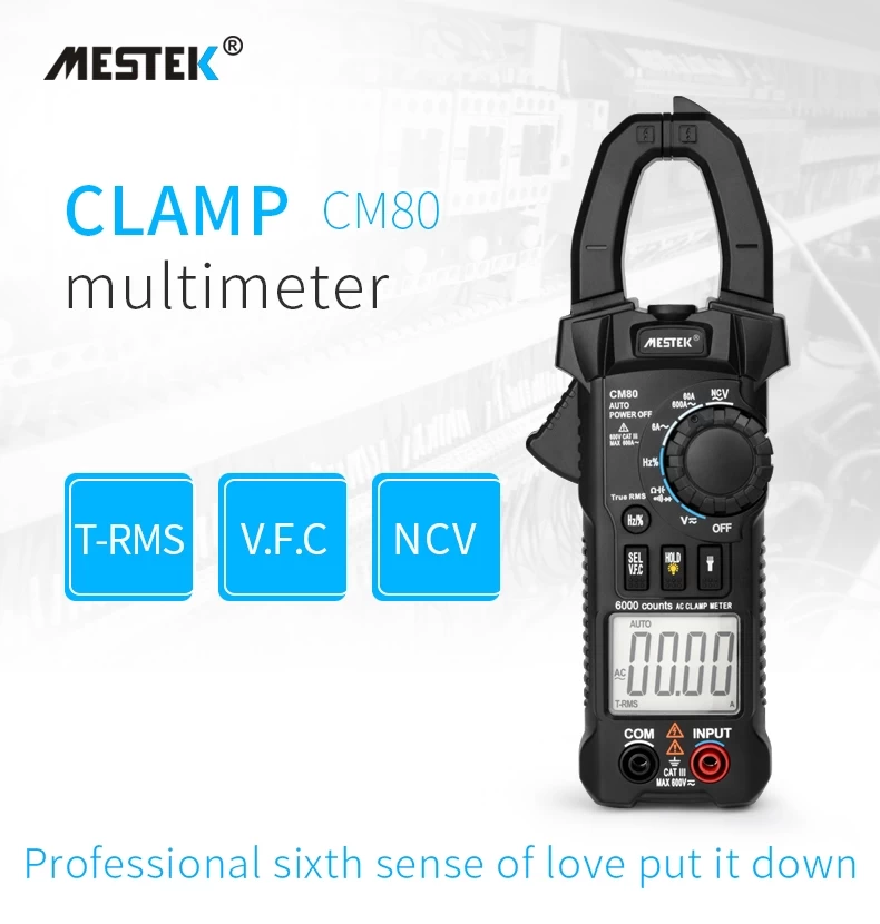 Digital Clamp Meter NCV Auto Range True RMS MAX/MIN AC DC Current Voltage Capacitance Resistance Tester Clamp Meter