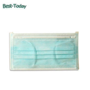 Disposable surgical face mask with elastic earloop 3 ply nonwoven medical consumable green
