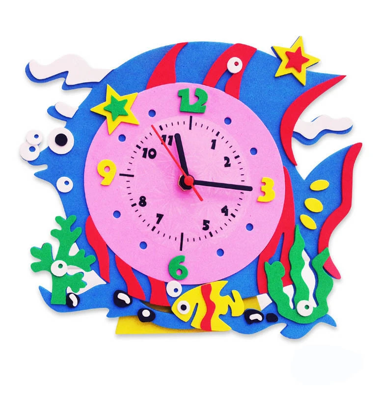 DIY Assembled Creative Educational toys Cartoon Animal Clock Toys for Kids Baby Arts Crafts
