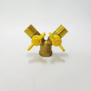 Double Hose Connection Butterfly Handle Mini Brass Gas Ball Valve(Male)