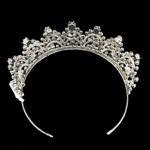 Echsio Hair Accessories Sparkling Cubic Zirconia Big Wedding Crown Crystal Tiara Bridal Brass Crown Party Prom BC3435