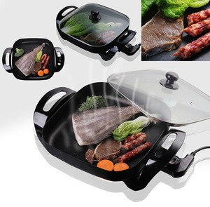 Electric Grill Pan hot pot cooker electric cooking pot smokeless bbq grill mini waffle maker 1400w