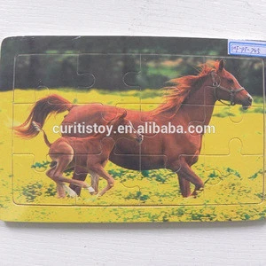 EN71-1-2-3 certificate safety material toy Taizhou toy factory Sticker Technology Poplar wood plywood wooden horse 2d puzzle