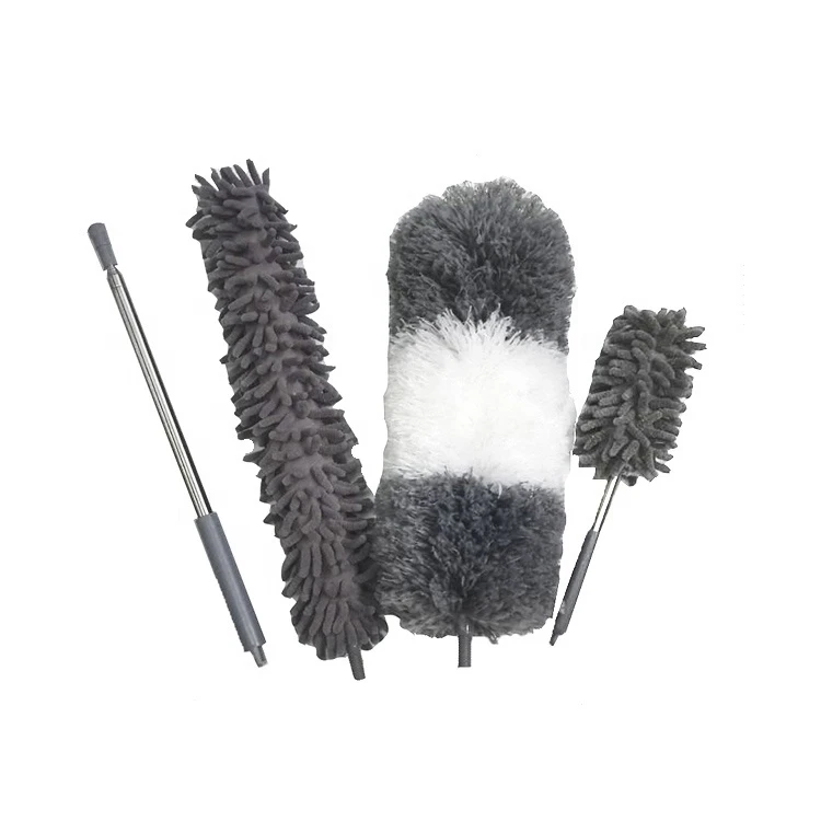 ESD 4PCS Washable Microfiber Extendable Furniture Cleaning Chenille Duster Set With Telescopic Handle