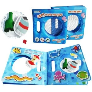 Esummi Waterproof PEVA baby Bath Book with toys Fishing Net , Funny Bath Toys Set for Kids , Best Gift for Boys and Girls